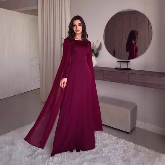 Women's Long-sleeved Shawl Chain Dress