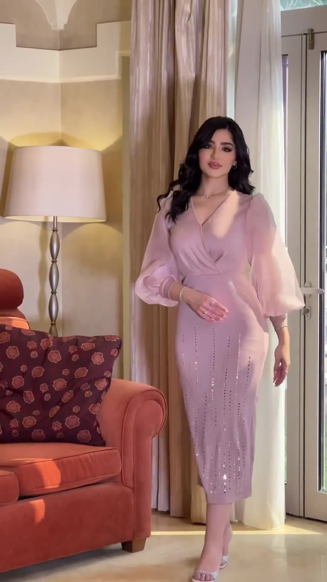 Women's V-neck Mesh Sequins Dress