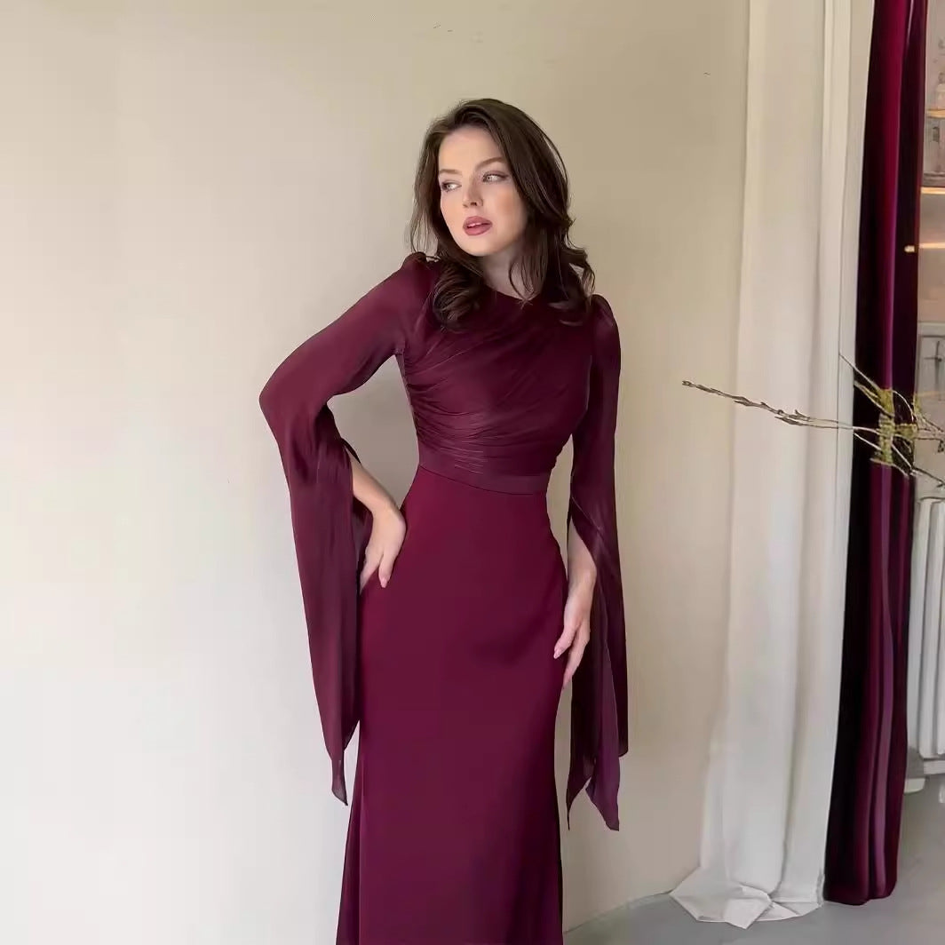 Women's Patchwork Satin Slim Dress