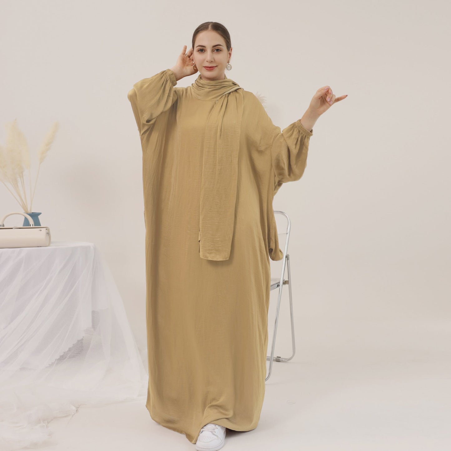 Women's Solid Color Modest Abaya Dress