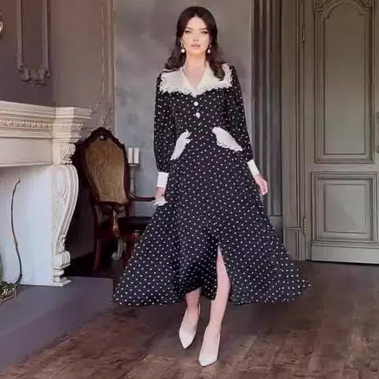Women's Fitted Polka Dot Print Dress