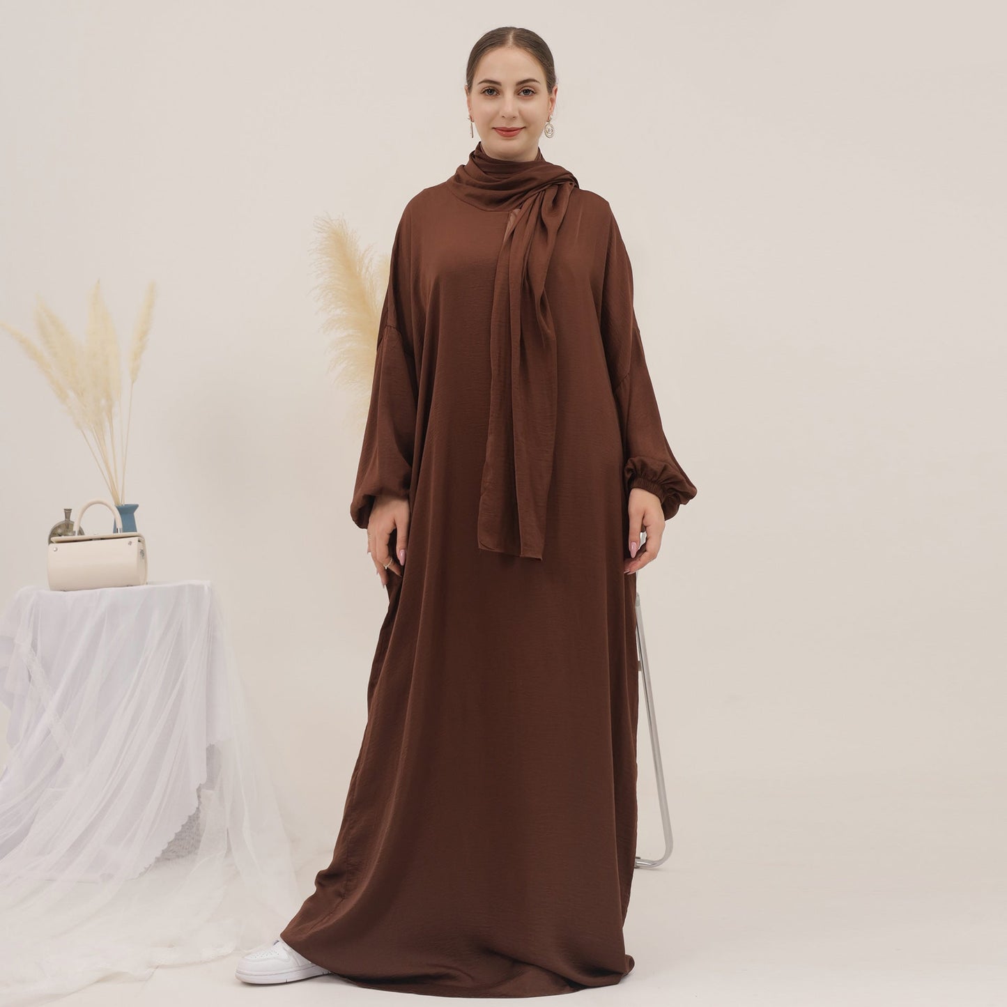 Women's Solid Color Modest Abaya Dress