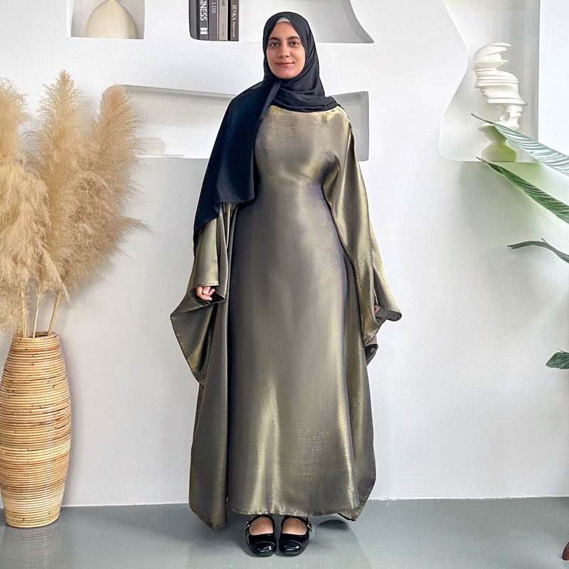 Brilliant Vibrant Silk Batwing Abaya
