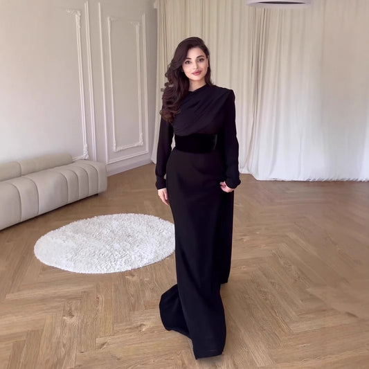 Panelled Velvet Cape Long-sleeved Dress