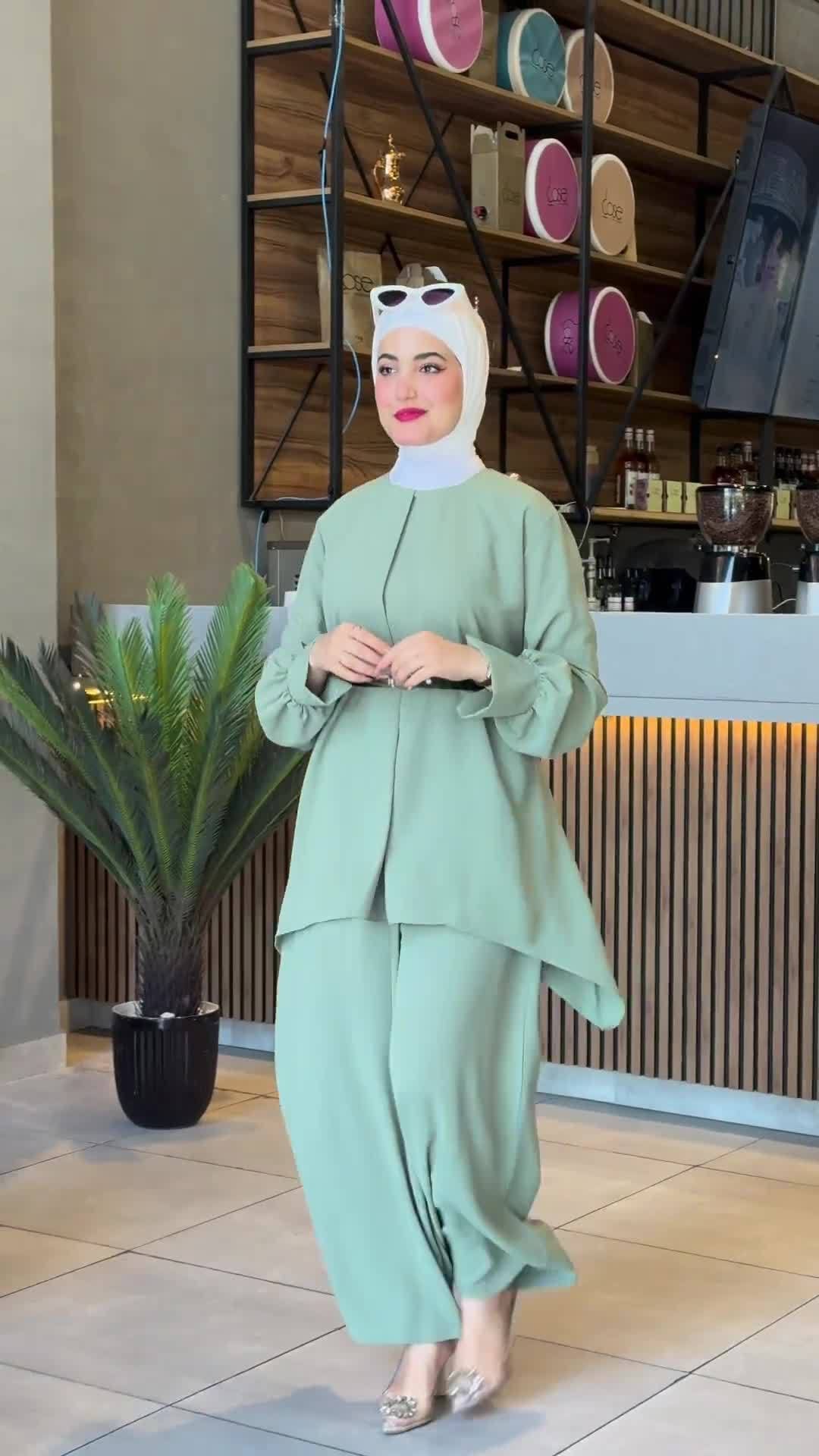 Women's Waist Cinched Bat Shirt Long-sleeved Solid Color Suit
