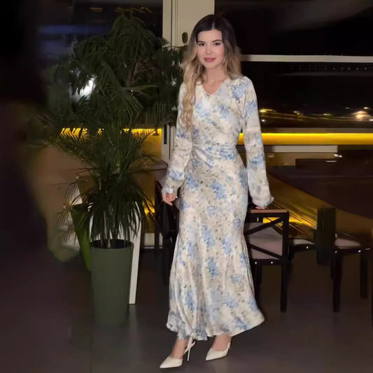 Women's satin print dresses