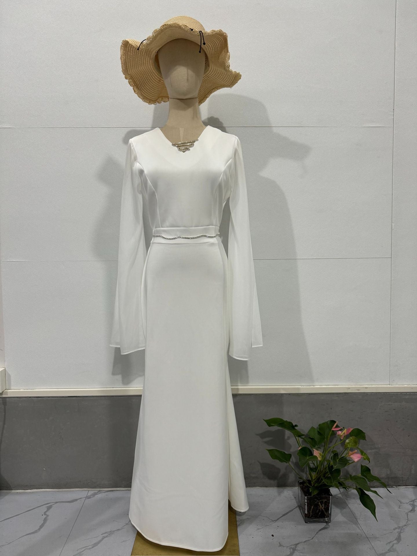 Women's V-neck Long-sleeved Dress