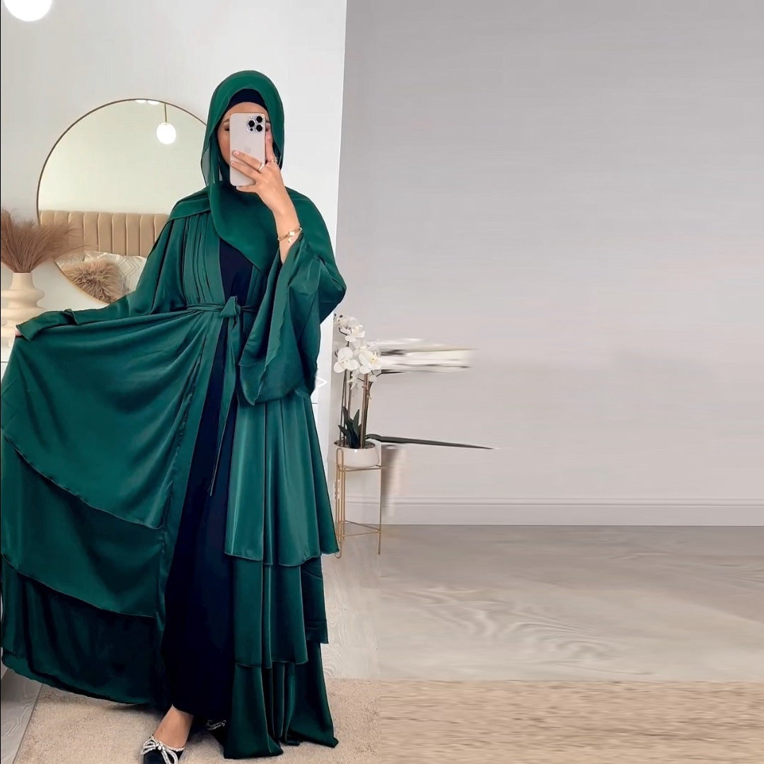 Elegant Emerald Green Open Abaya