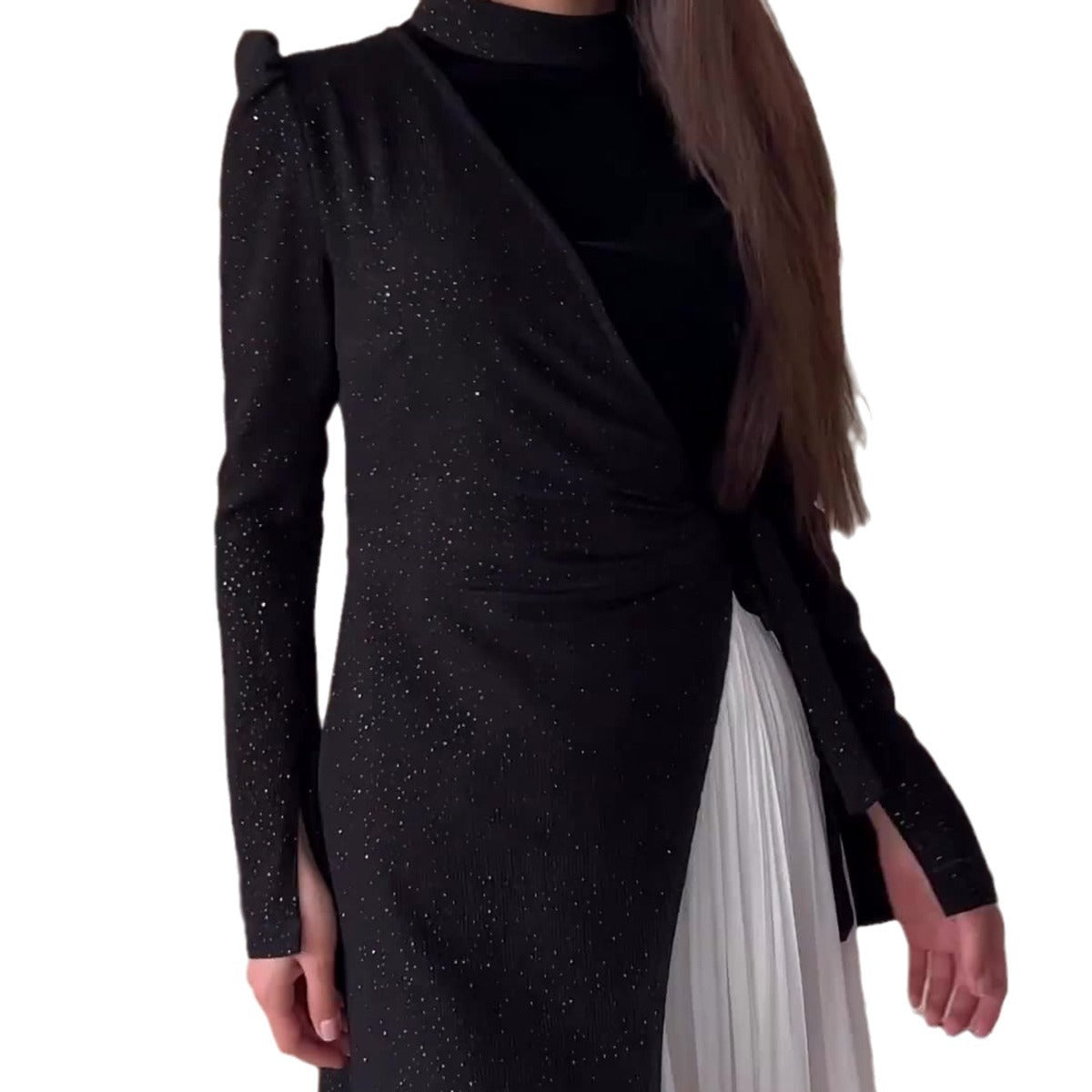 Women's Long-sleeved Panels Fake Two-piece Dresses