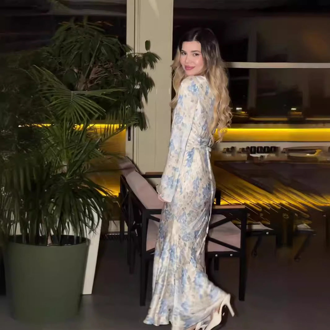 Women's satin print dresses