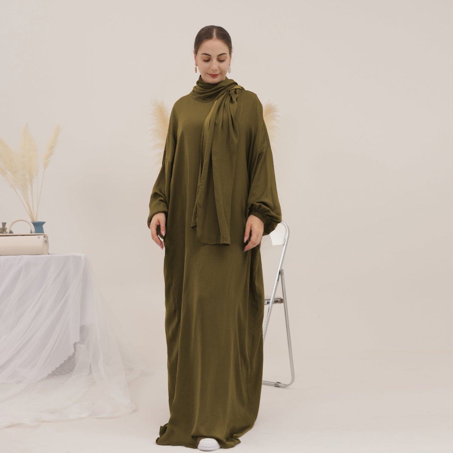 Women's Solid Color Modest Abaya Dress