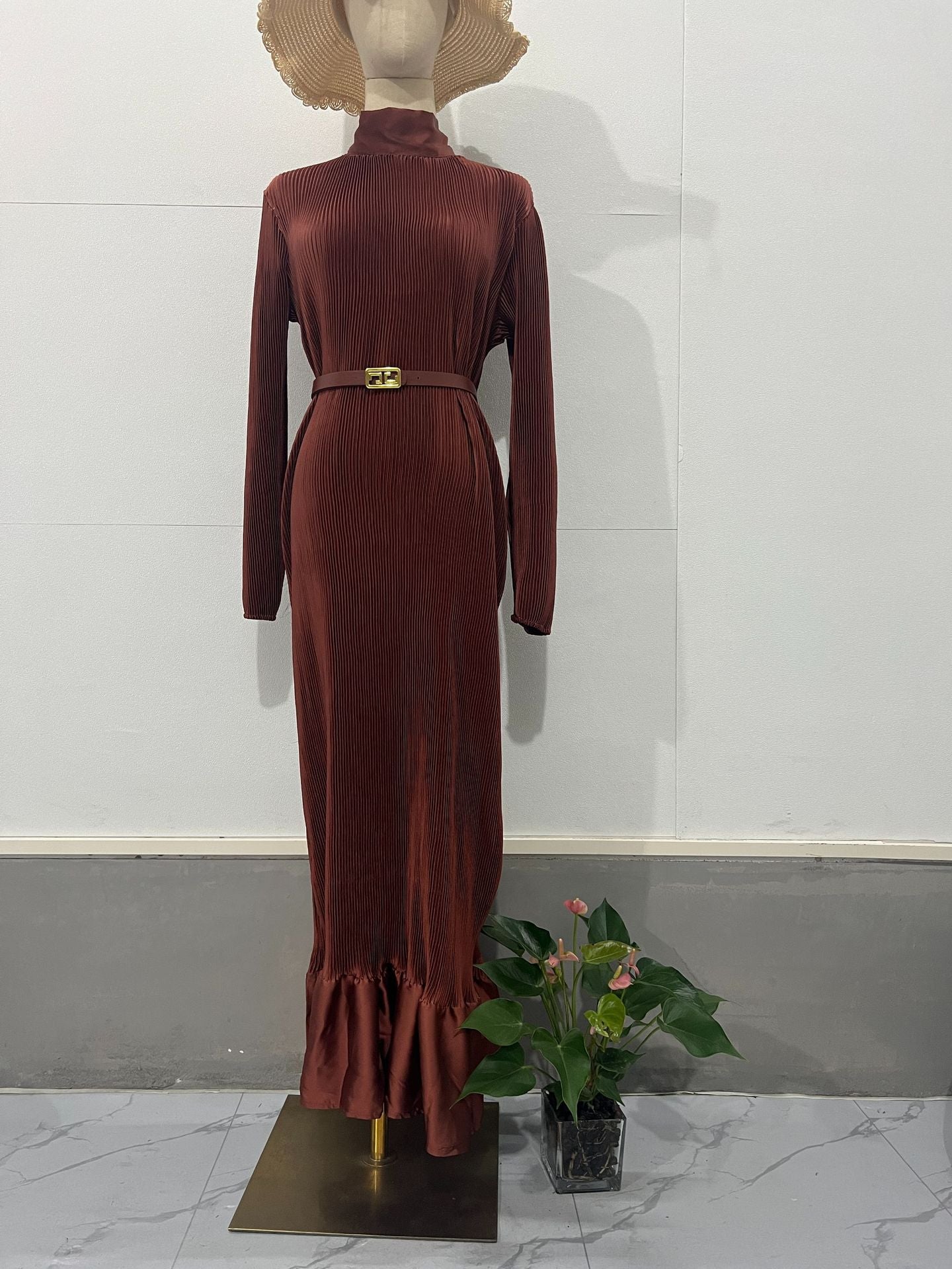 Press-pleated Vintage A-line Dress