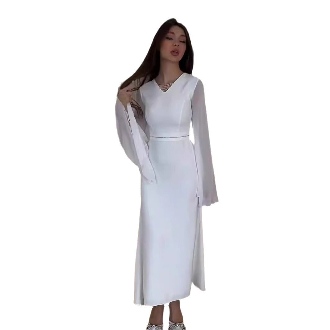 Women's V-neck Long-sleeved Dress