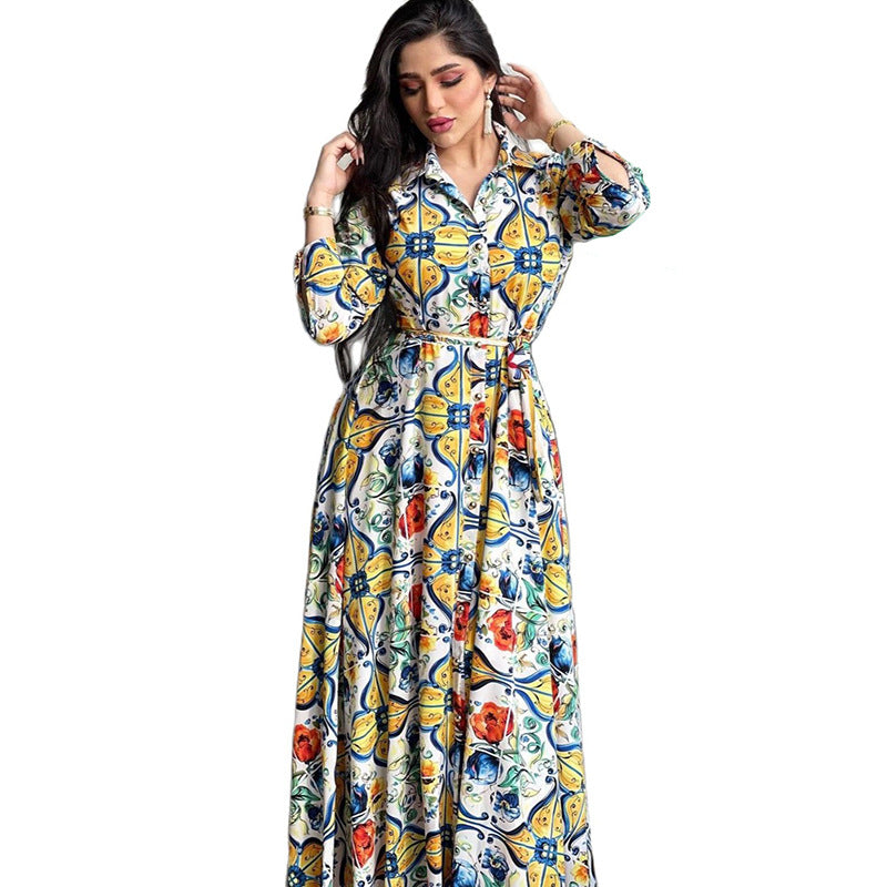 Elegant Floral Long Sleeve Maxi Dress