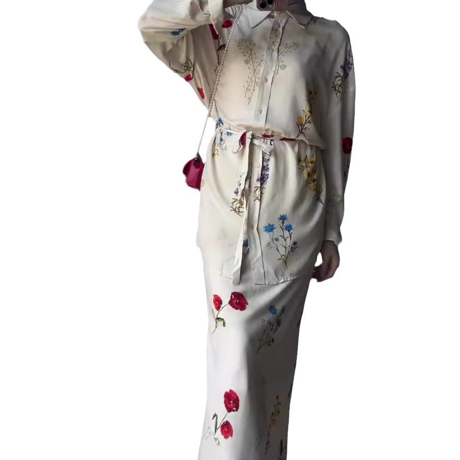 A Two-piece Tie Thin Printed Maxi Dress