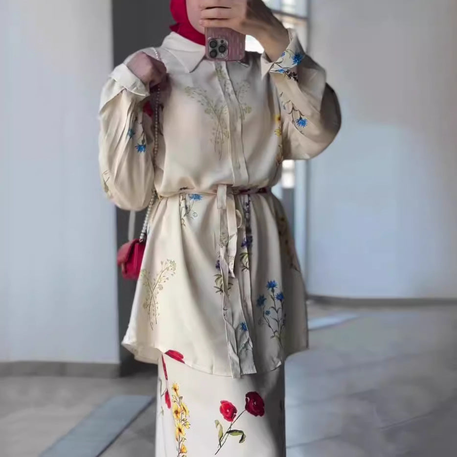 A Two-piece Tie Thin Printed Maxi Dress