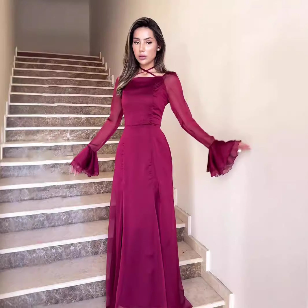 Ruffled Floaty Strappy Slim Dress