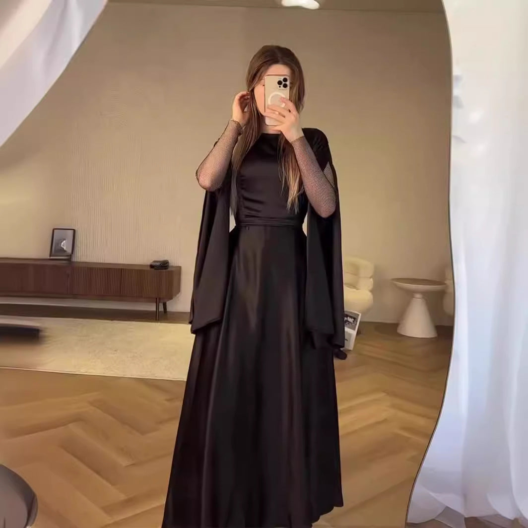 Wide Hem High Split Sleeve Maxi Dress
