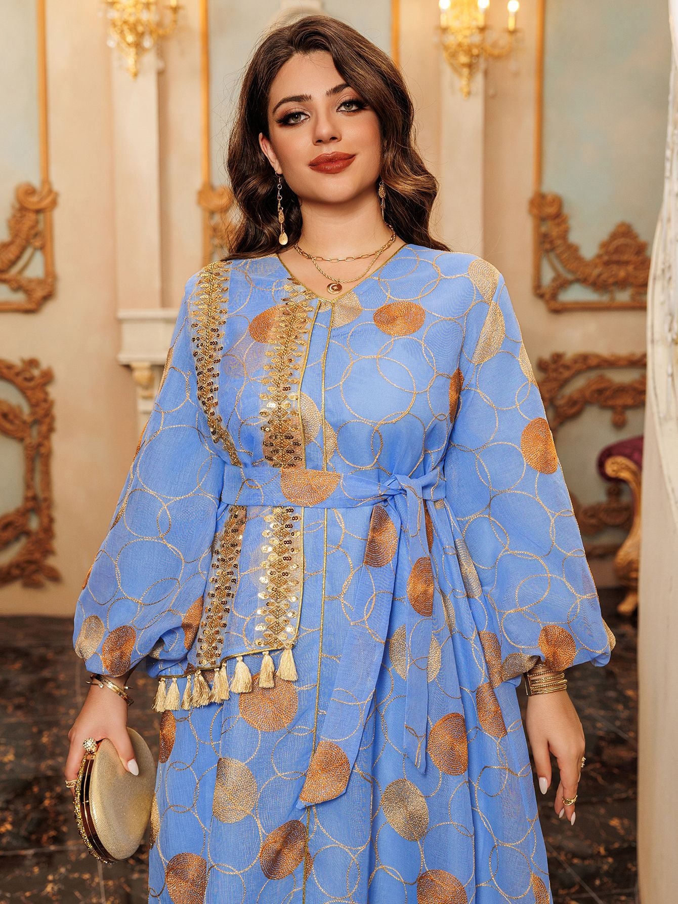 Stylish Blush Women's Evening Dress - Blue