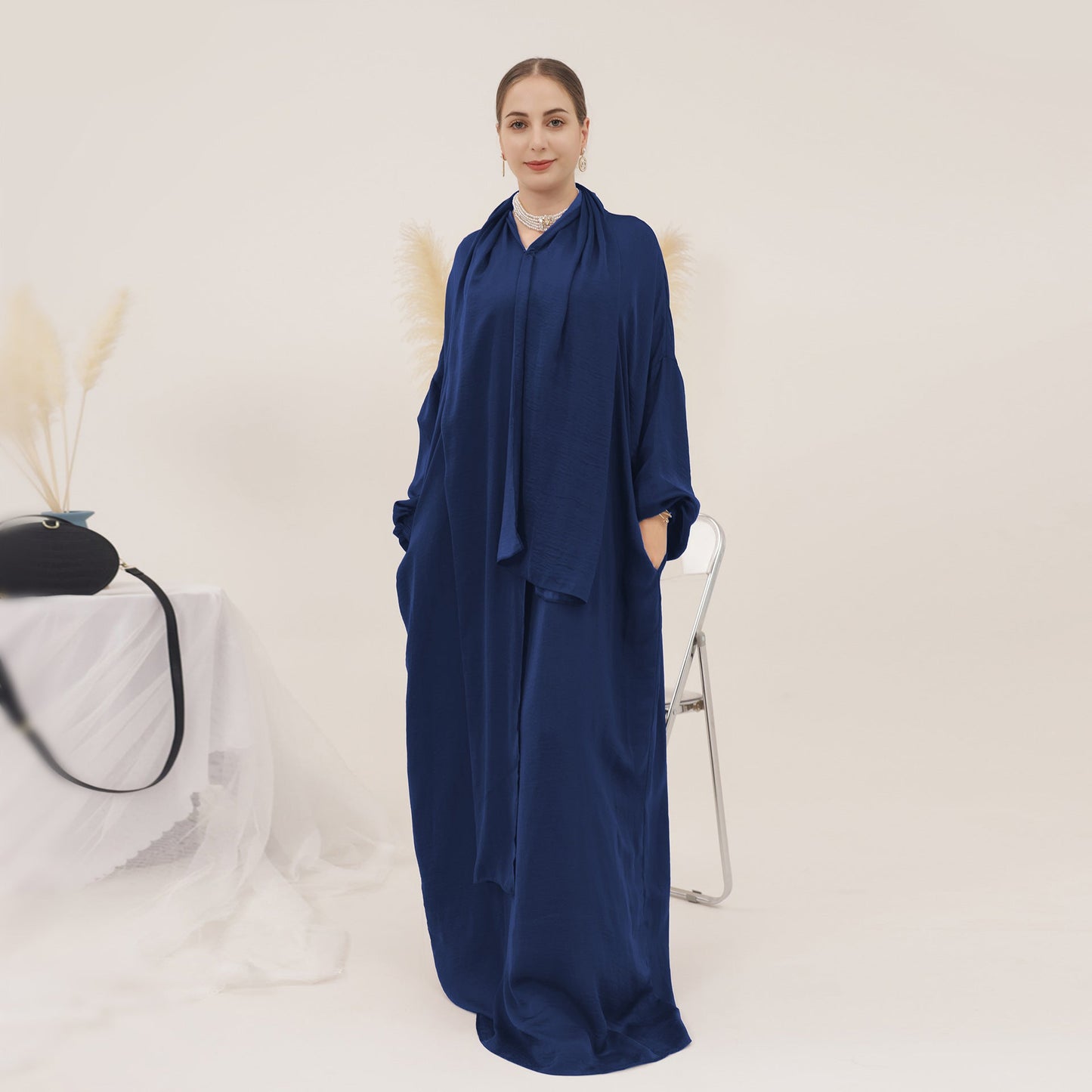 Women's Solid Color Modest Abaya Dress