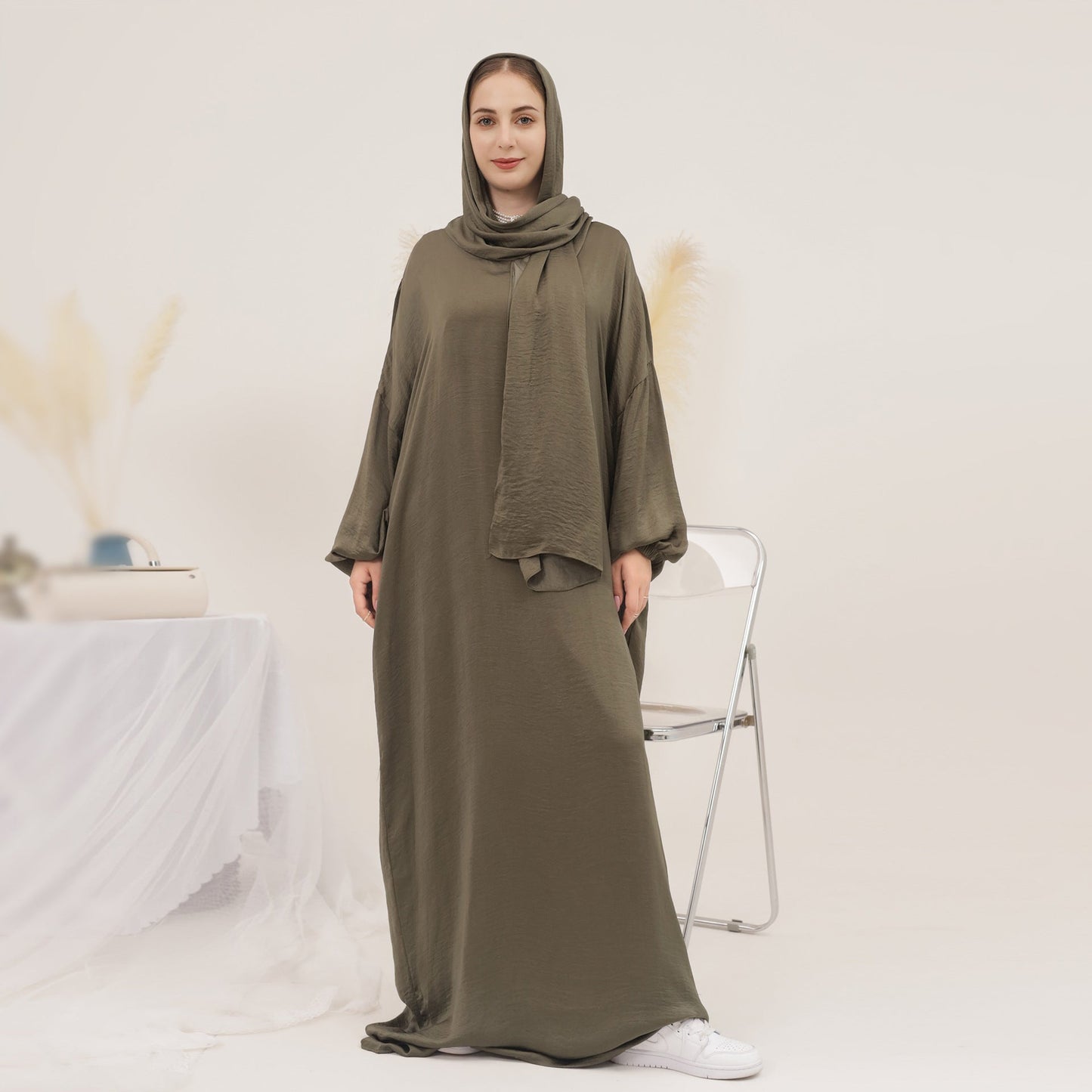 Women's Solid Color Modest Abaya Dress
