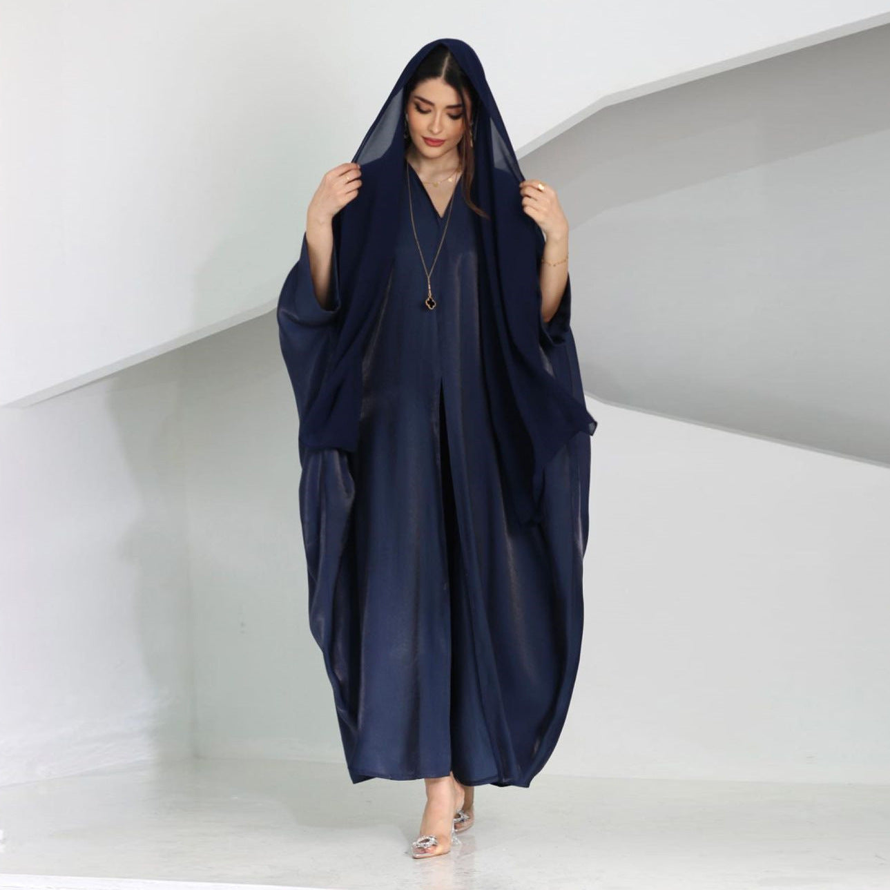 Glamorous Embellished Open Front Abaya
