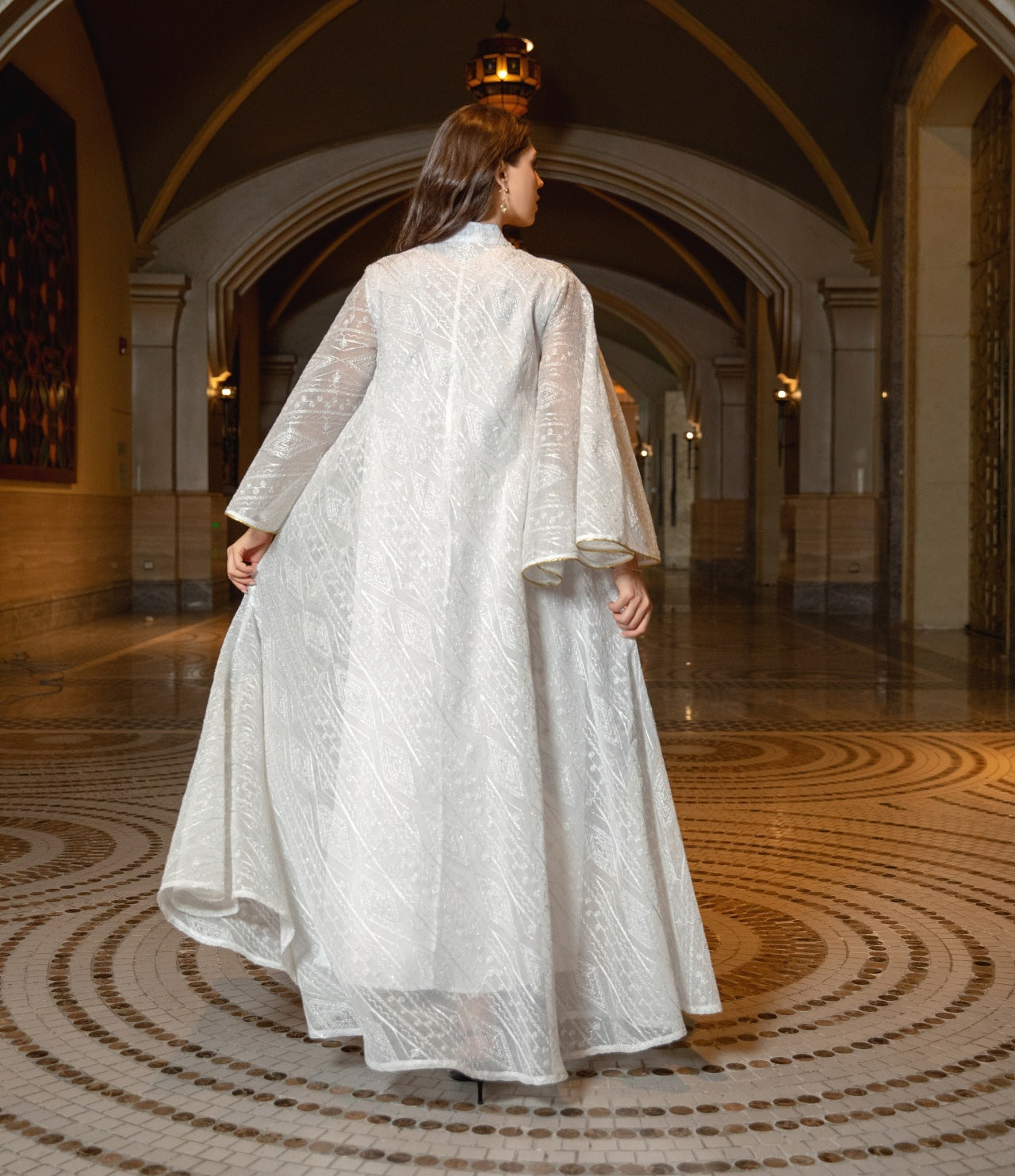 Holy Flared Sleeves Wide Dress - White