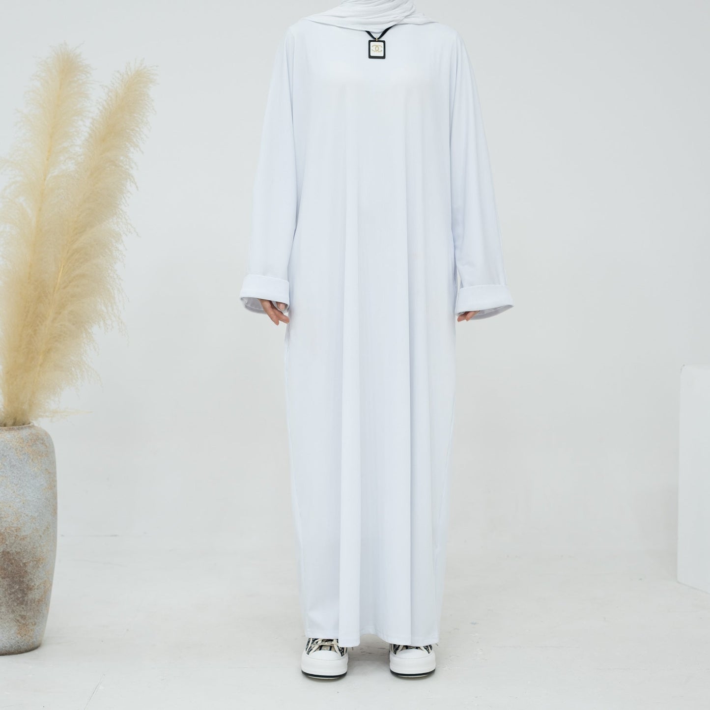 Women's Round Neck Modest Abaya Dress
