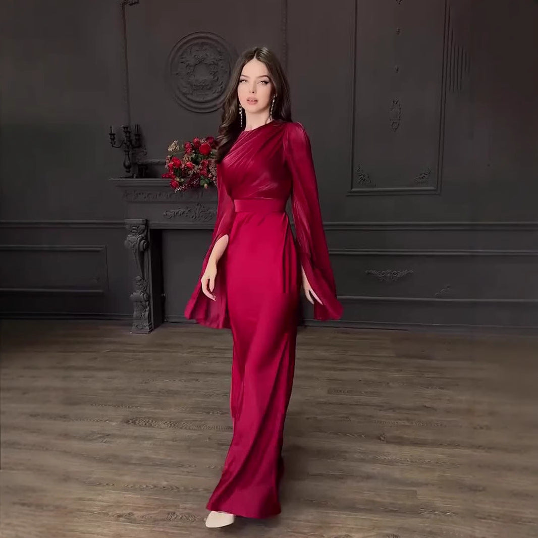 Women's Patchwork Satin Slim Dress