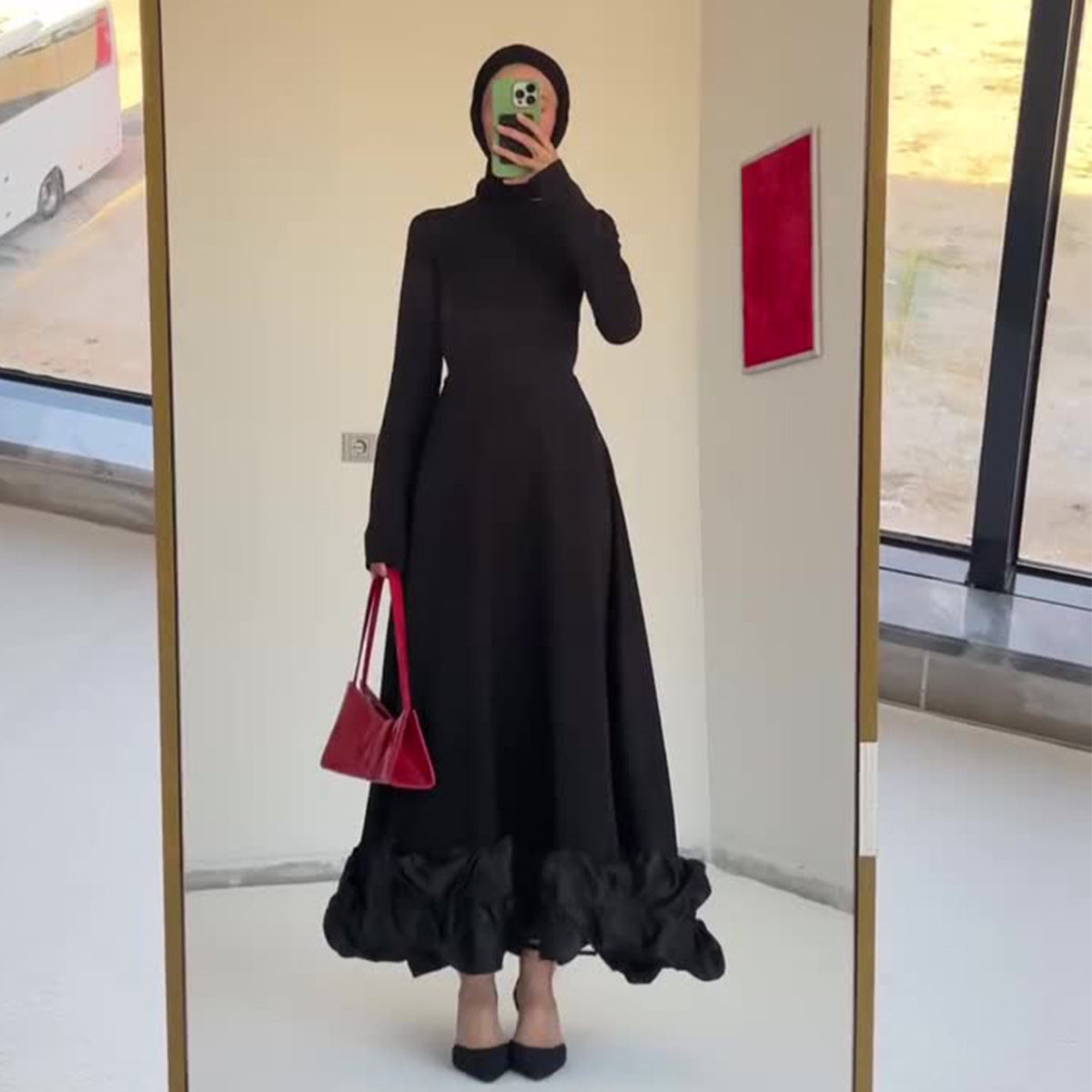 Ruffled Slim Fit Evening Dress Dress