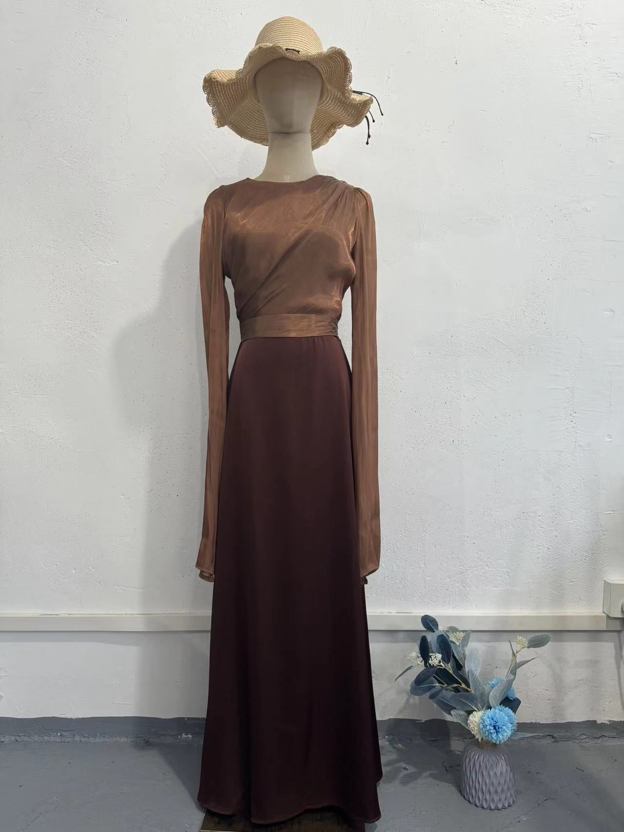 Women's Patchwork Satin Slim Dress