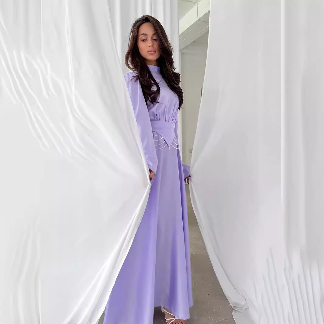 Women's Waist-cinching Long-sleeved Dresses