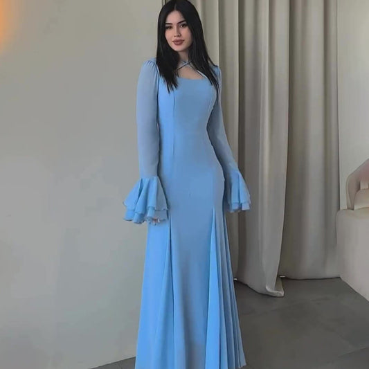 Women's Flowy Lace-up Slim Dress