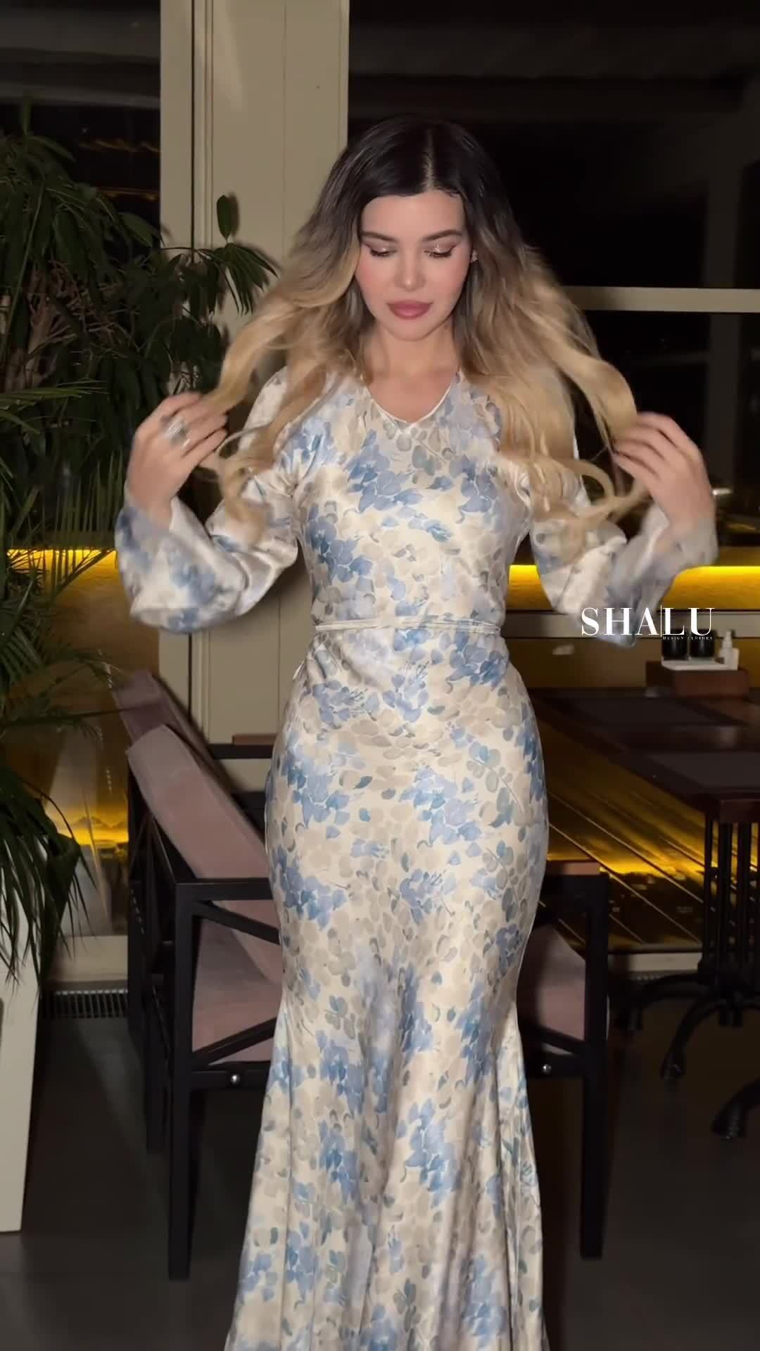 Women's satin print dresses