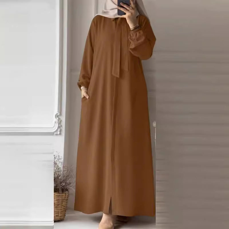 Women's Lapels Plain Loose Modest Robe