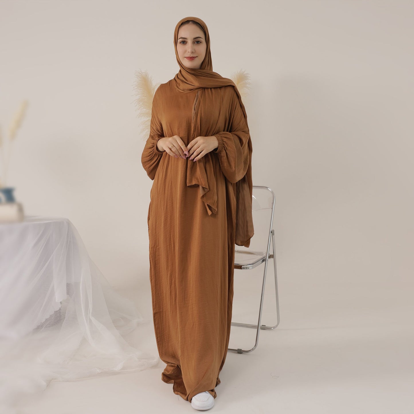 Women's Solid Color Modest Abaya Dress