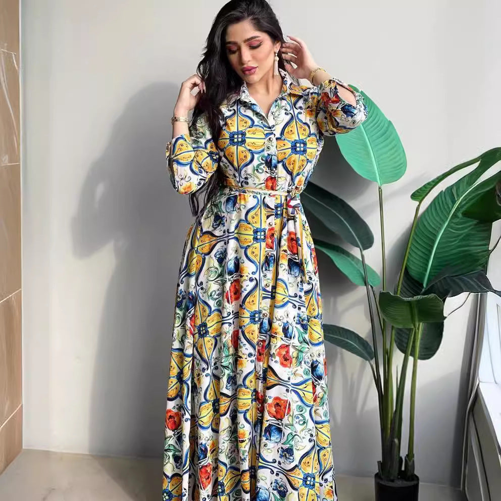 Elegant Floral Long Sleeve Maxi Dress