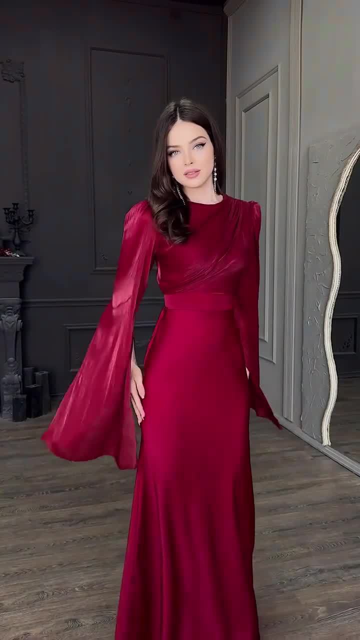 Women's Patchwork Satin Slim Dress
