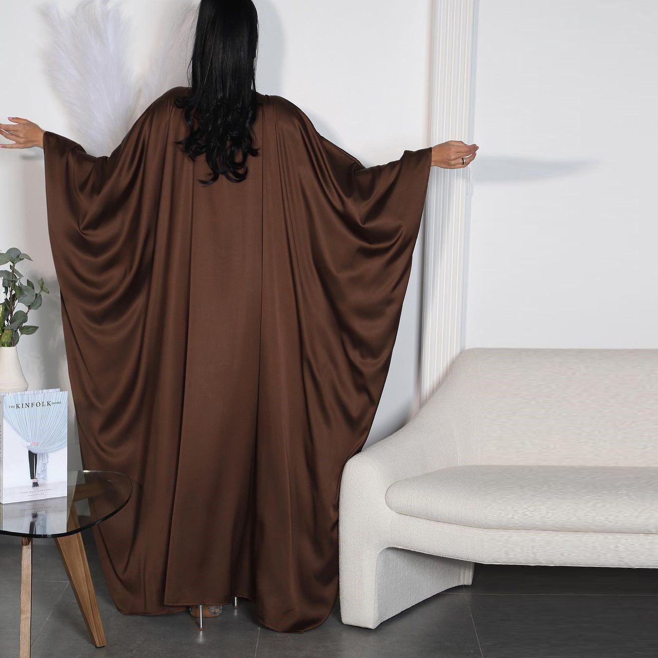 Elegant Muslim Women's Beautiful Coffee Abaya Dress