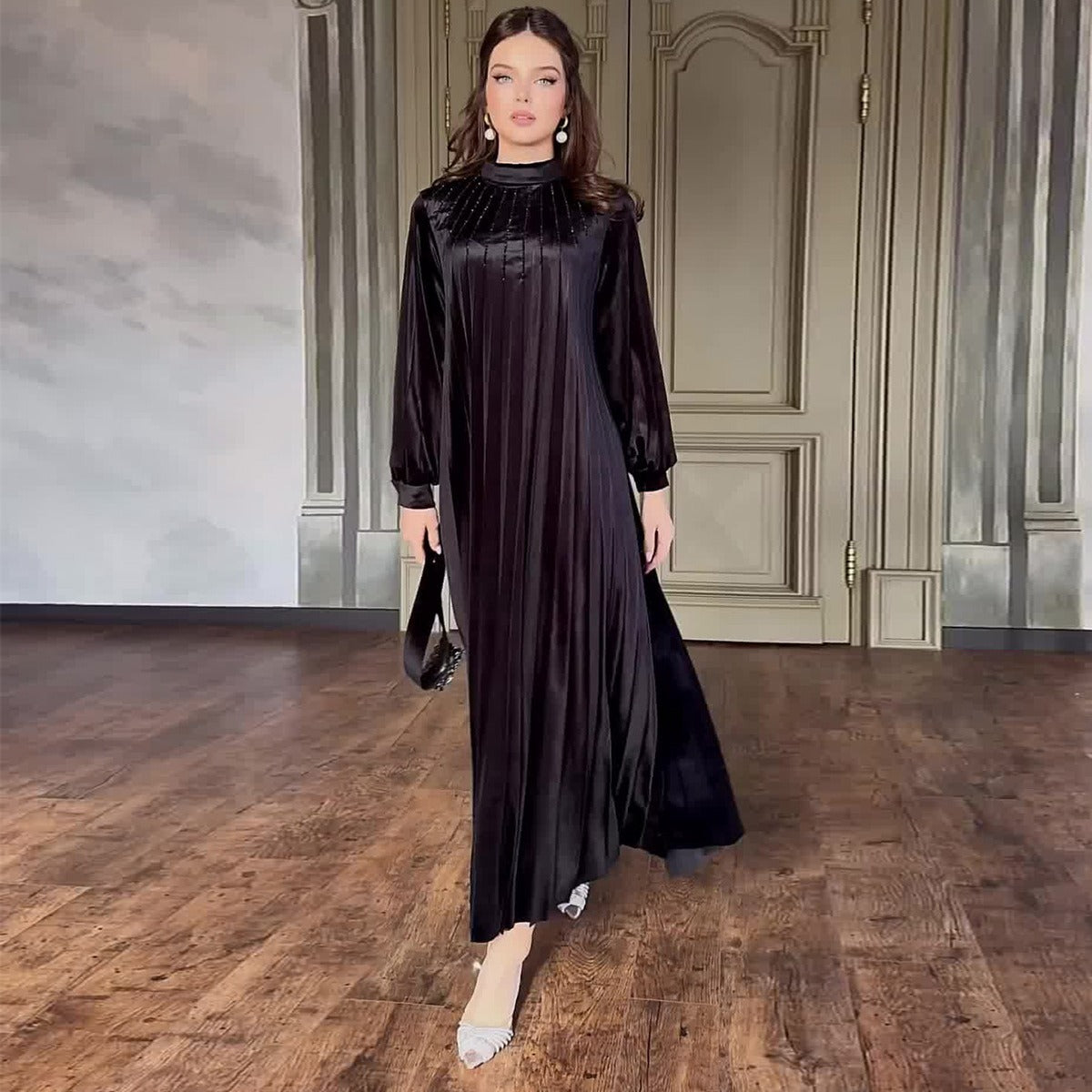 Belted Pleated Loose Temperament Dress