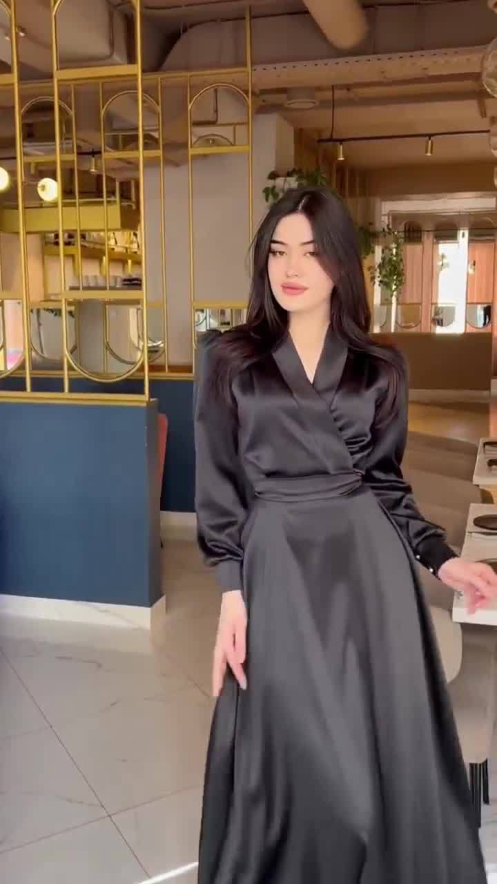 Women's Long Tie Waist-cinching Long-sleeved Dress