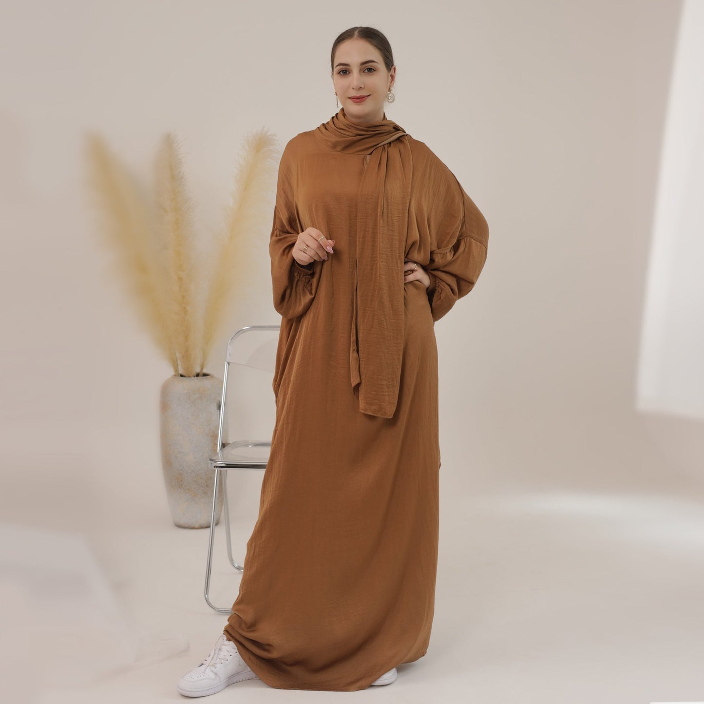 Women's Solid Color Modest Abaya Dress