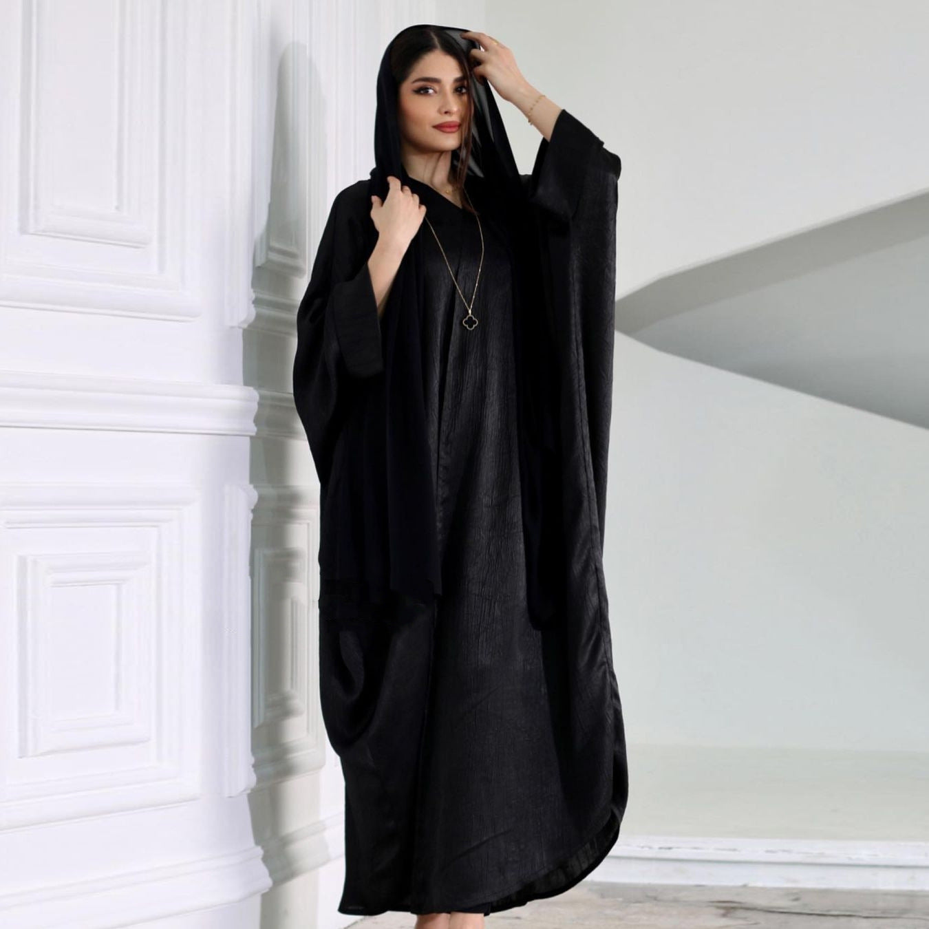 Glamorous Embellished Open Front Abaya