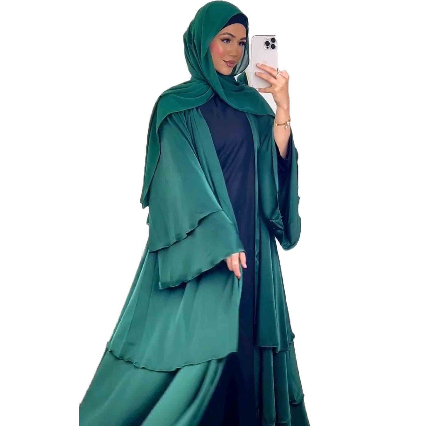 Elegant Emerald Green Open Abaya