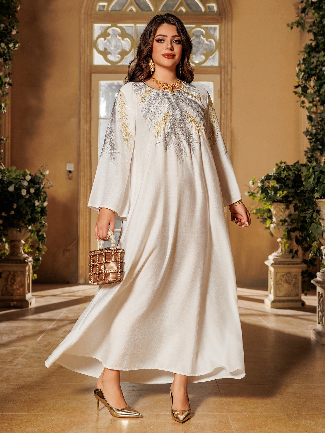 Modest Long Sleeve Islamic Dress - White