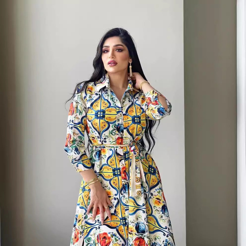 Elegant Floral Long Sleeve Maxi Dress