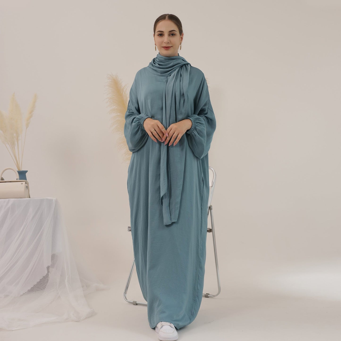 Women's Solid Color Modest Abaya Dress