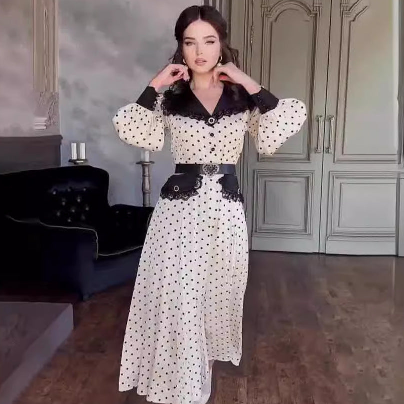 Women's Fitted Polka Dot Print Dress