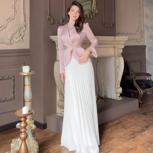 Women's Pressed Pleated Long-sleeved Dress