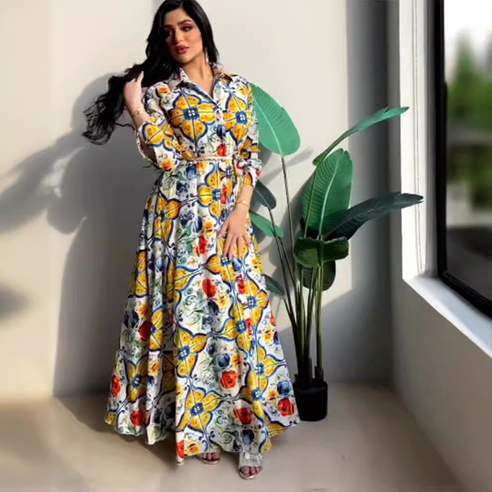 Elegant Floral Long Sleeve Maxi Dress